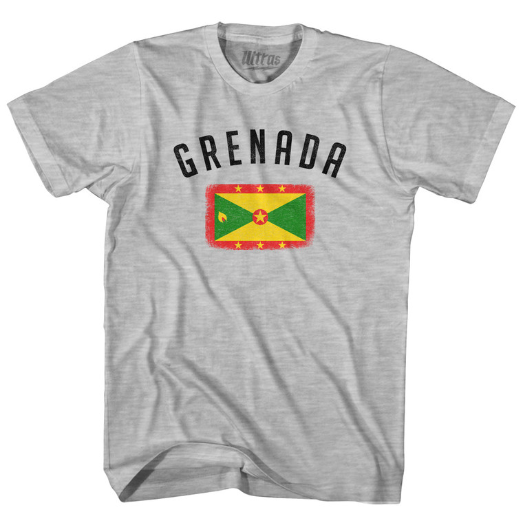 Grenada Country Flag Heritage Adult Cotton T-shirt - Grey Heather