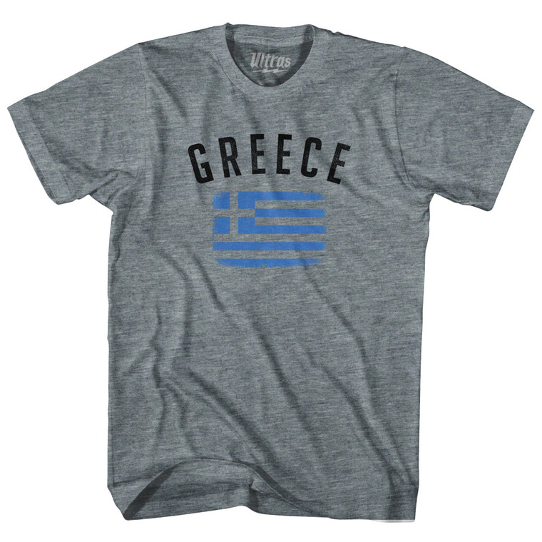 Greece Country Flag Heritage Youth Tri-Blend T-shirt - Athletic Grey