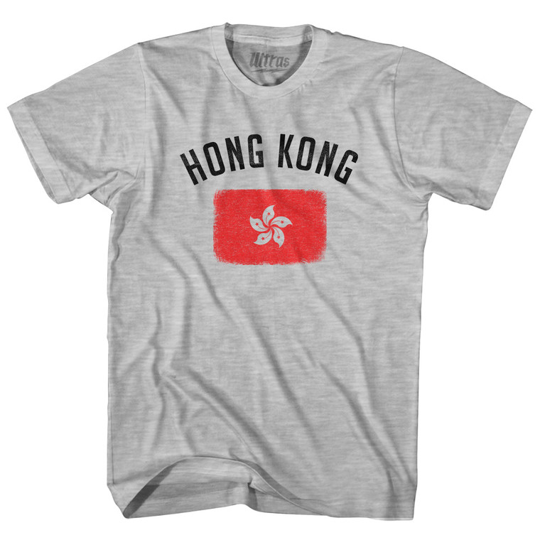 Hong Kong Country Flag Heritage Womens Cotton Junior Cut T-Shirt - Grey Heather