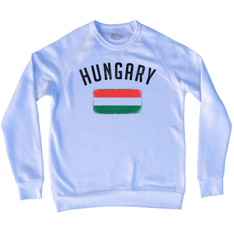 Hungary Country Flag Heritage Adult Tri-Blend Sweatshirt - White