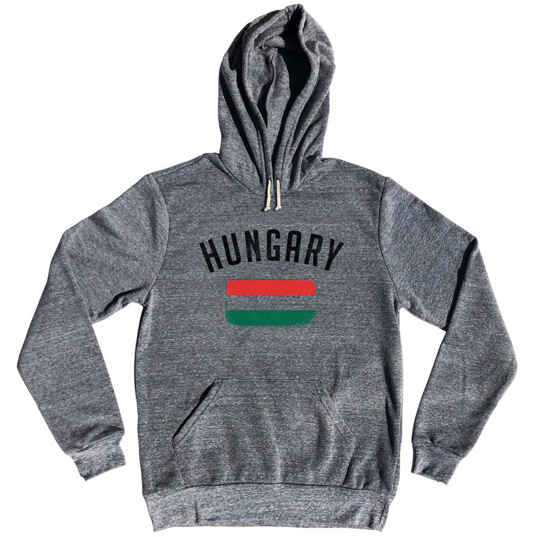 Hungary Country Flag Heritage Tri-Blend Hoodie - Athletic Grey
