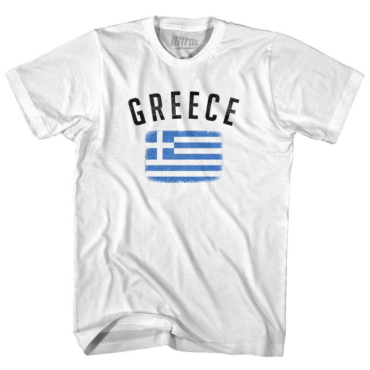 Greece Country Flag Heritage Womens Cotton Junior Cut T-Shirt - White