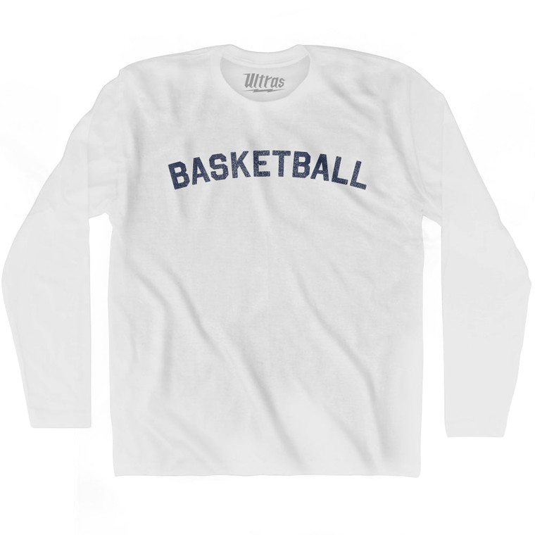 Basketball Adult Cotton Long Sleeve T-shirt - White