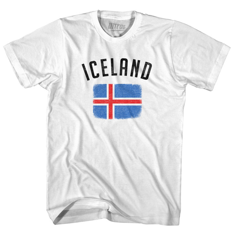 Iceland Country Flag Heritage Womens Cotton Junior Cut T-Shirt - White