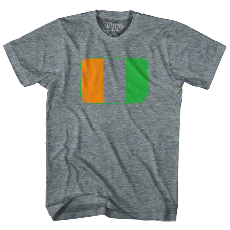 Ivory Coast Country Flag Womens Tri-Blend Junior Cut T-Shirt - Athletic Grey