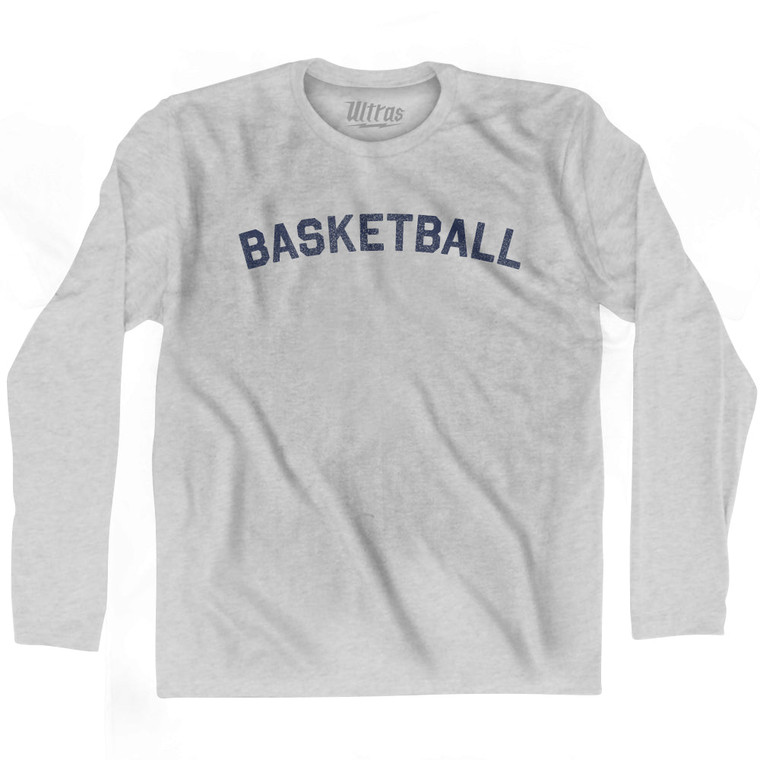 Basketball Adult Cotton Long Sleeve T-shirt - Grey Heather