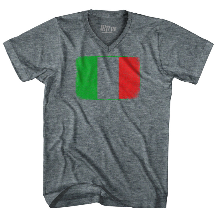 Italy Country Flag Adult Tri-Blend V-neck T-shirt - Athletic Grey