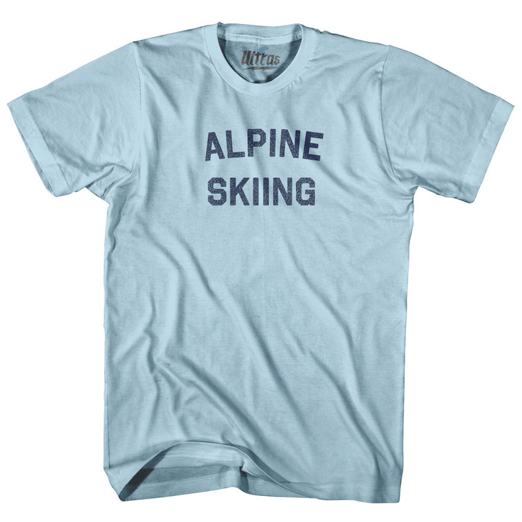 Alpine Skiing Adult Cotton T-shirt - Light Blue