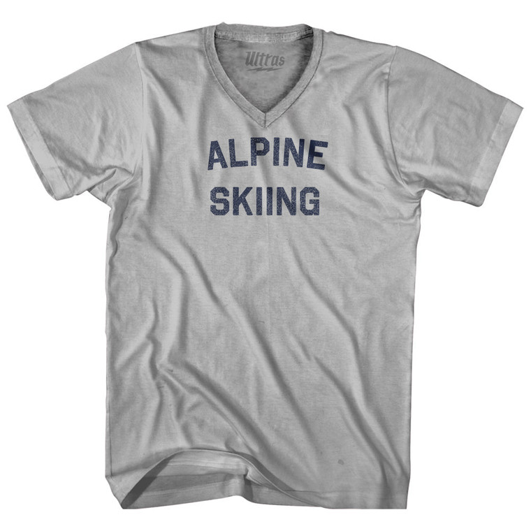 Alpine Skiing Adult Tri-Blend V-neck T-shirt - Cool Grey