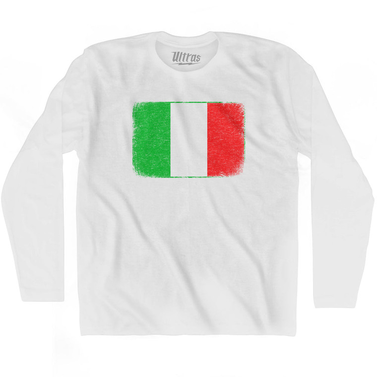 Italy Country Flag Adult Cotton Long Sleeve T-shirt - White