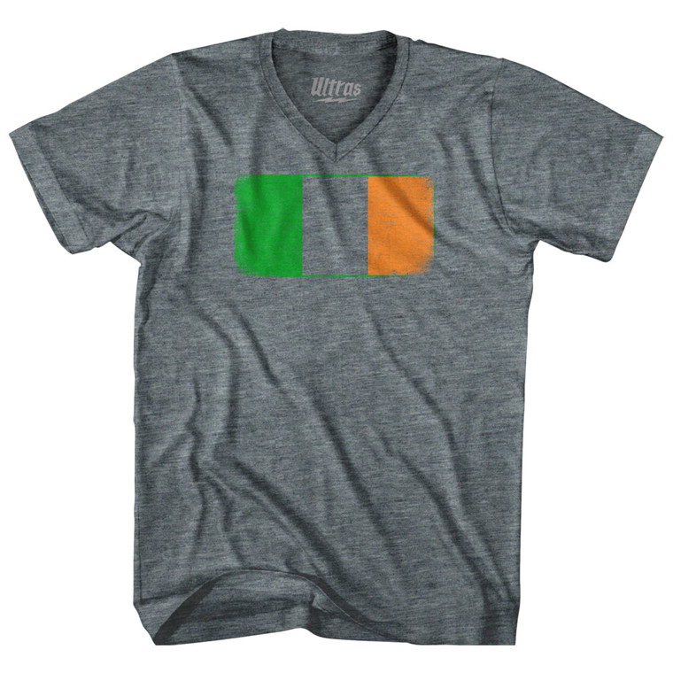 Ireland Country Flag Tri-Blend V-neck Womens Junior Cut T-shirt - Athletic Grey