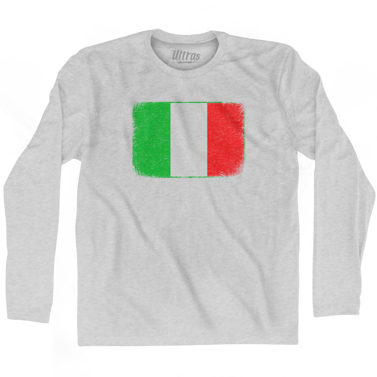 Italy Country Flag Adult Cotton Long Sleeve T-shirt - Grey Heather