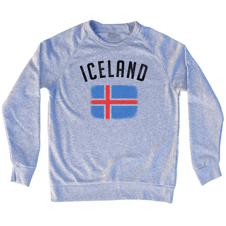 Iceland Country Flag Heritage Adult Tri-Blend Sweatshirt - Heather Grey