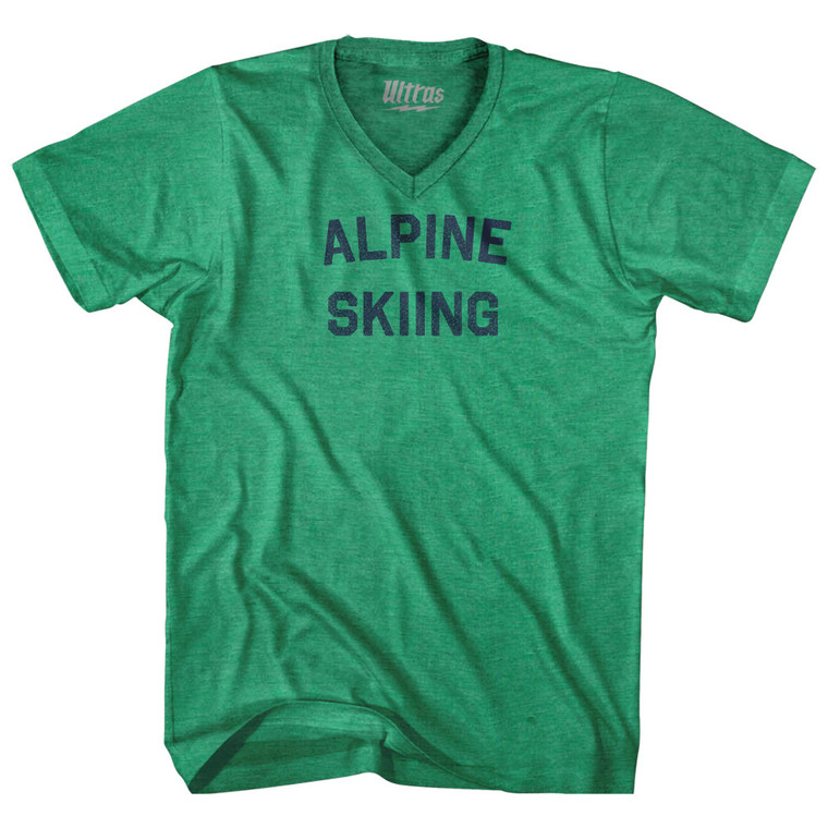 Alpine Skiing Adult Tri-Blend V-neck T-shirt - Kelly