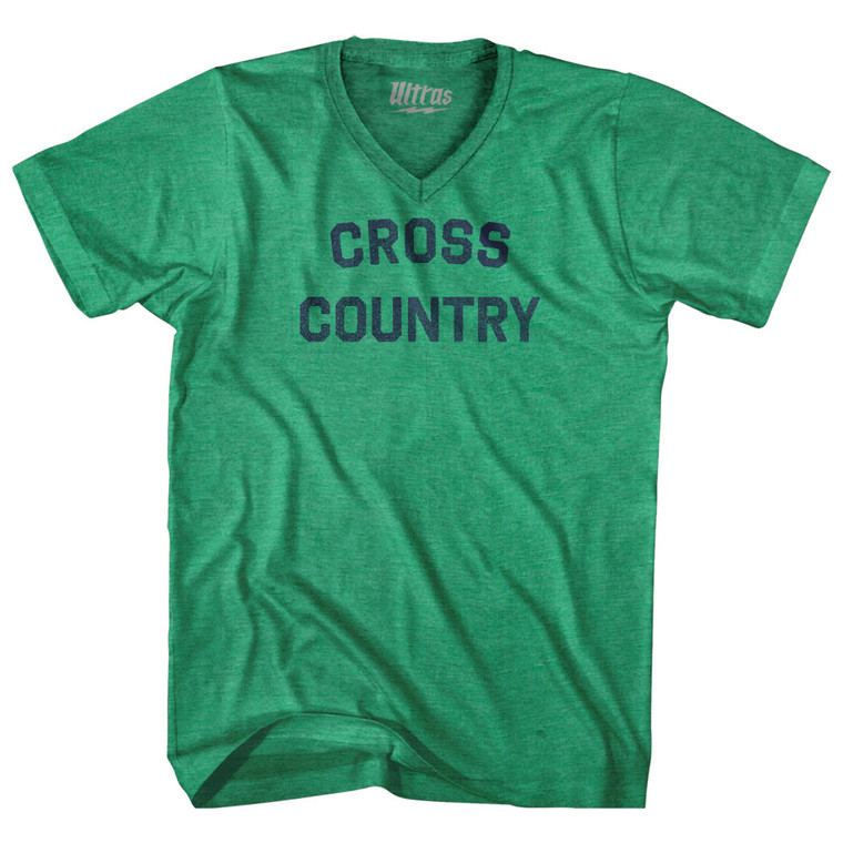 Cross Country Adult Tri-Blend V-neck T-shirt - Kelly