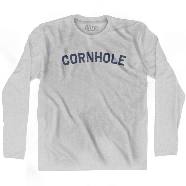Cornhole Adult Cotton Long Sleeve T-shirt - Grey Heather