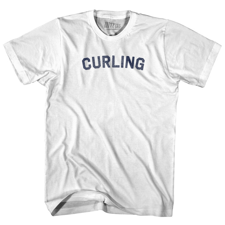 Curling Womens Cotton Junior Cut T-Shirt - White
