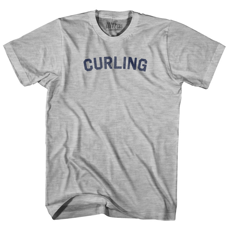 Curling Womens Cotton Junior Cut T-Shirt - Grey Heather