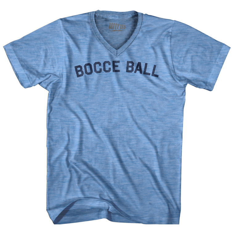 Bocce Ball Adult Tri-Blend V-neck T-shirt - Athletic Blue