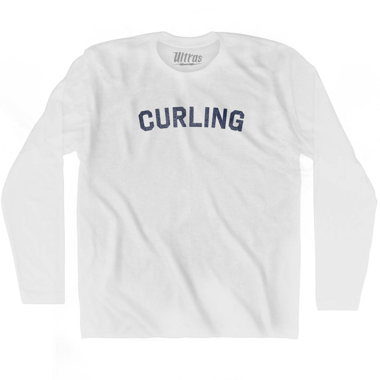 Curling Adult Cotton Long Sleeve T-shirt - White