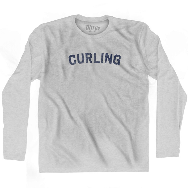 Curling Adult Cotton Long Sleeve T-shirt - Grey Heather