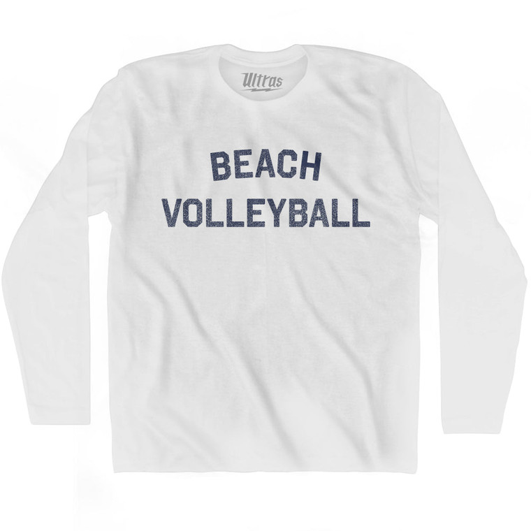 Beach Volleyball Adult Cotton Long Sleeve T-shirt - White