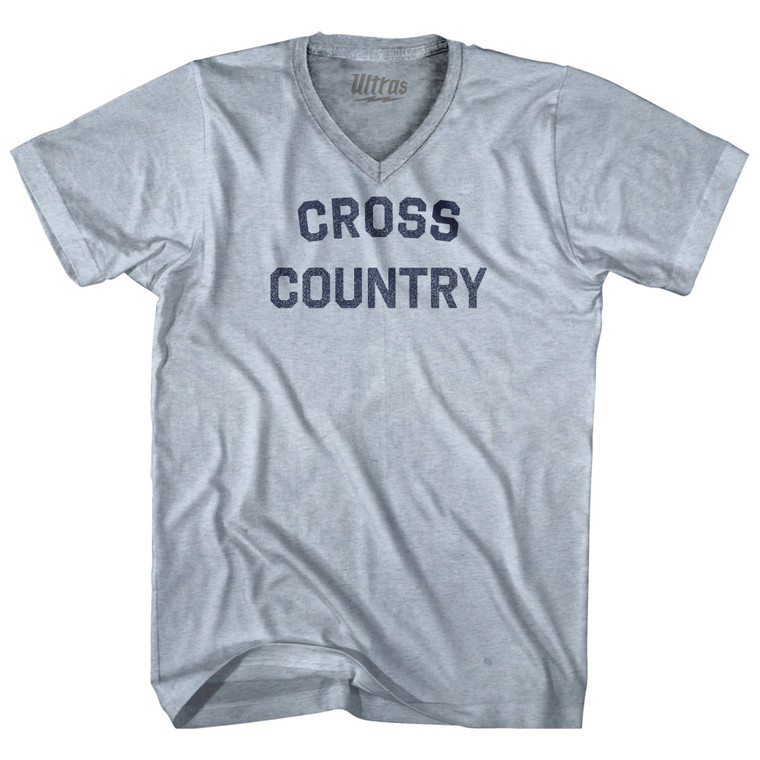 Cross Country Adult Tri-Blend V-neck T-shirt - Heather White
