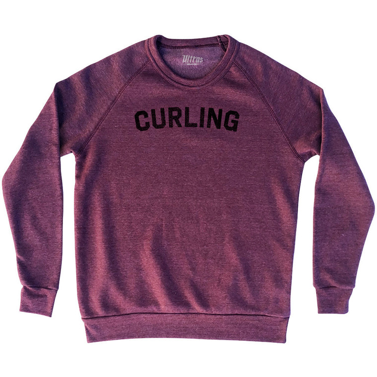 Curling Adult Tri-Blend Sweatshirt - Cranberry