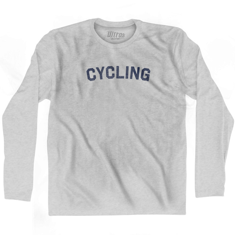 Cycling Adult Cotton Long Sleeve T-shirt - Grey Heather
