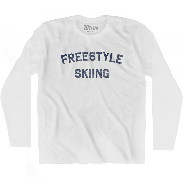 Freestyle Skiing  Adult Cotton Long Sleeve T-shirt - White