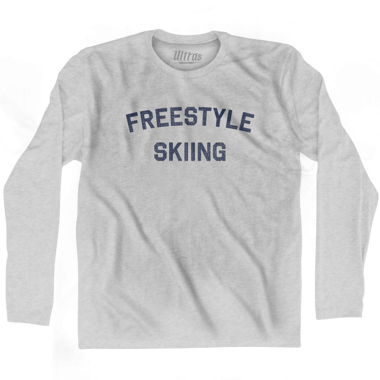 Freestyle Skiing  Adult Cotton Long Sleeve T-shirt - Grey Heather