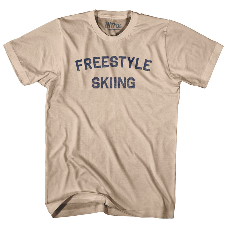 Freestyle Skiing  Adult Cotton T-shirt - Creme