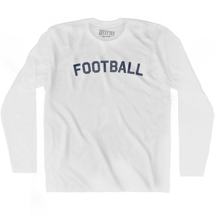Football Adult Cotton Long Sleeve T-shirt - White