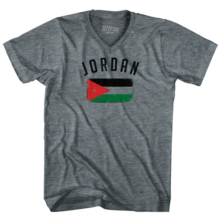 Jordan Country Flag Heritage Adult Tri-Blend V-neck T-shirt - Athletic Grey