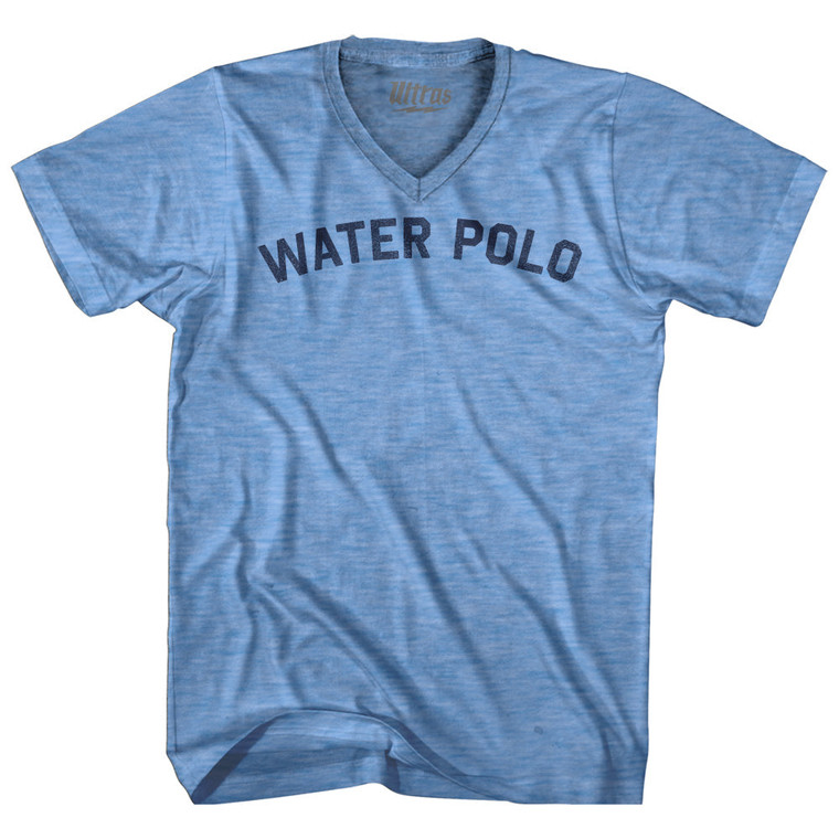 Water Polo  Adult Tri-Blend V-neck T-shirt - Athletic Blue