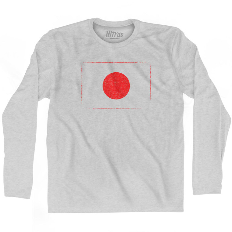 Japan Country Flag Adult Cotton Long Sleeve T-shirt - Grey Heather Japan Country Flag Adult Cotton Long Sleeve T-shirt - Grey Heather