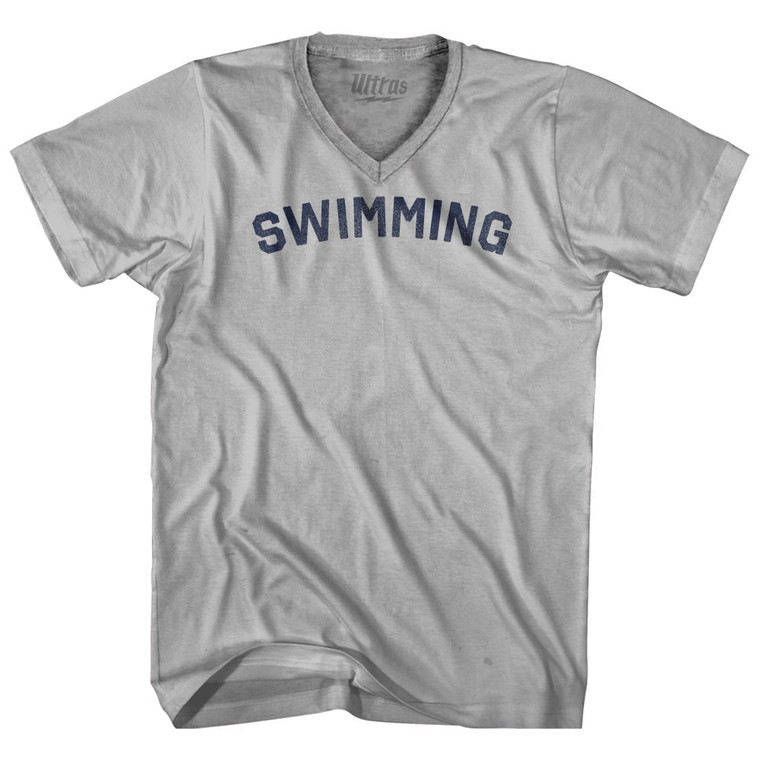 Swimming Adult Tri-Blend V-neck T-shirt - Cool Grey