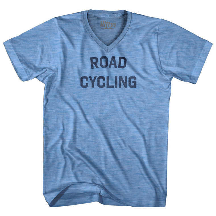 Road Cycling Adult Tri-Blend V-neck T-shirt - Athletic Blue