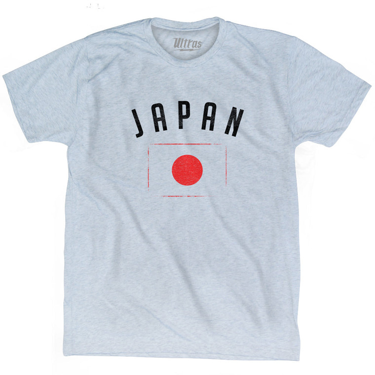 Japan Country Flag Heritage Adult Tri-Blend T-shirt - Athletic White