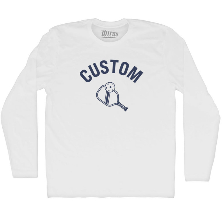Custom Pickleball Adult Cotton Long Sleeve T-shirt - White