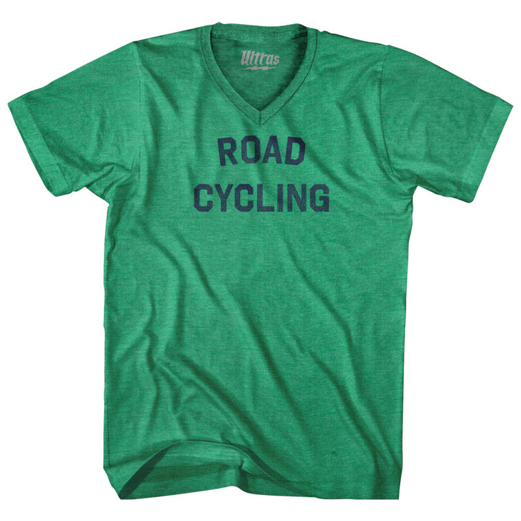 Road Cycling Adult Tri-Blend V-neck T-shirt - Kelly