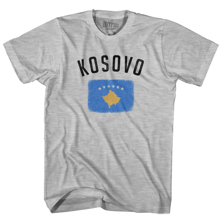 Kosovo Country Flag Heritage Youth Cotton T-shirt - Grey Heather