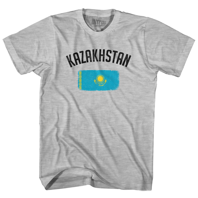 Kazakhstan Country Flag Heritage Womens Cotton Junior Cut T-Shirt - Grey Heather