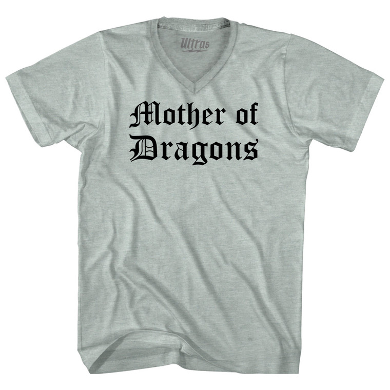 Mother Of Dragons Adult Tri-Blend V-neck T-shirt - Athletic Cool Grey