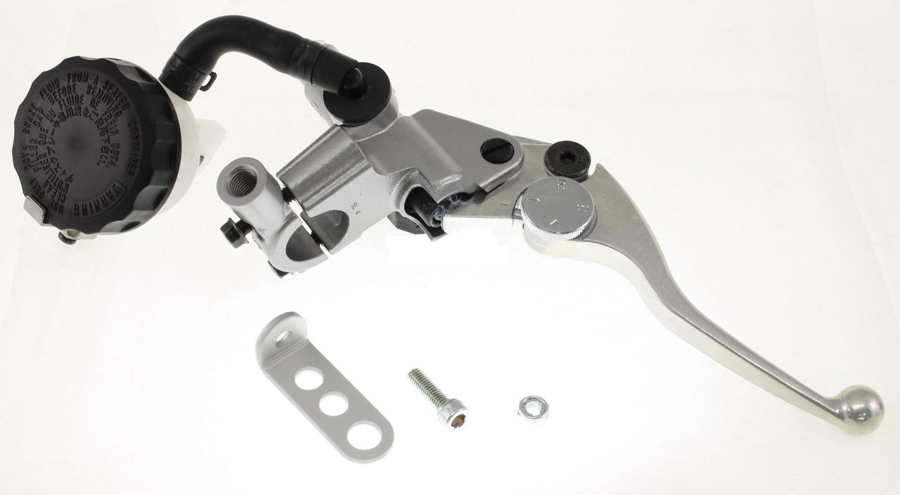 Brake Master Cylinder Kit, Short Lever, Buff Clear Lever, Silver Body, Horizontal Type 11mm, Tank Separate Body Type