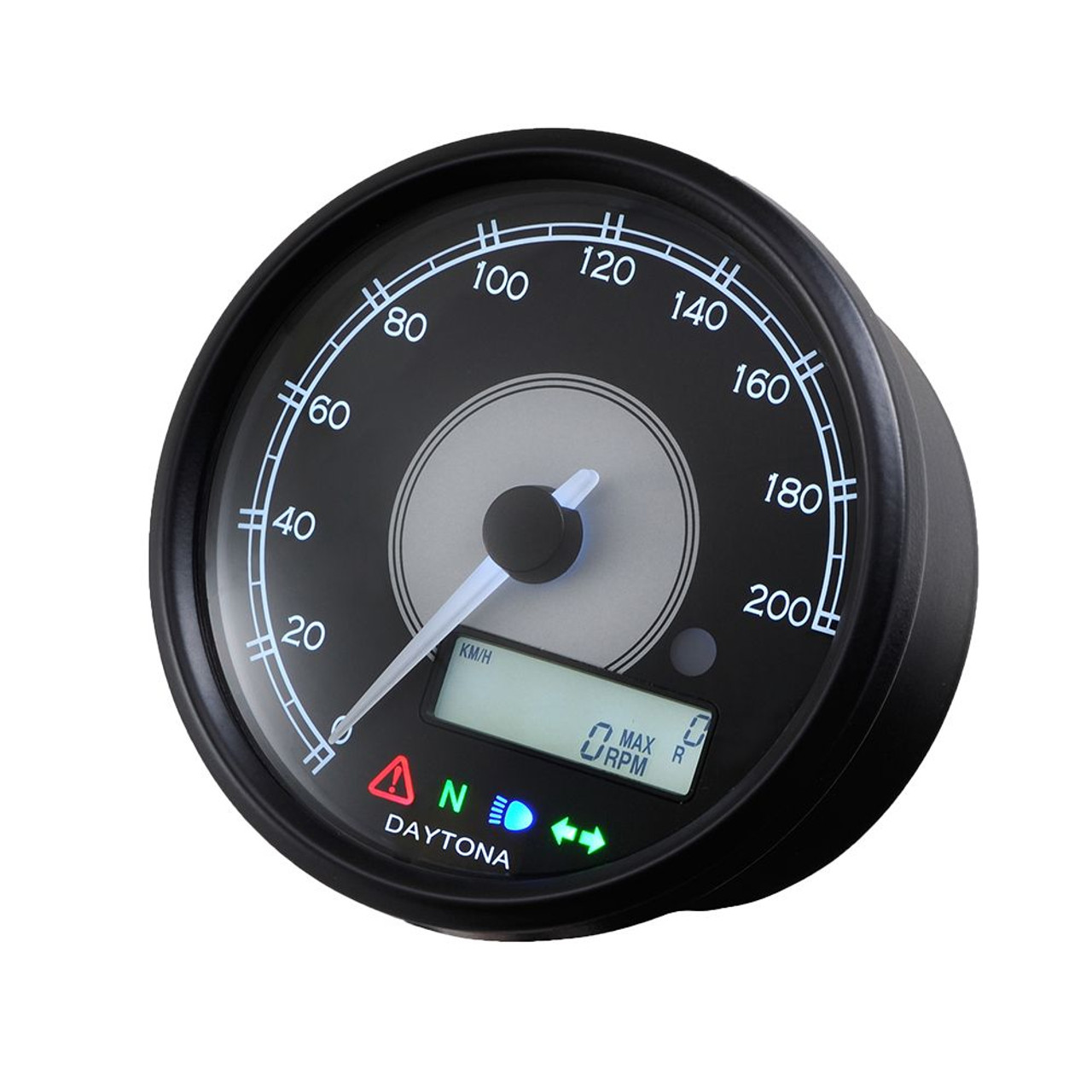 Velona 80 Speedo & Tachometer, 80mm, 200kph, Black, White LED