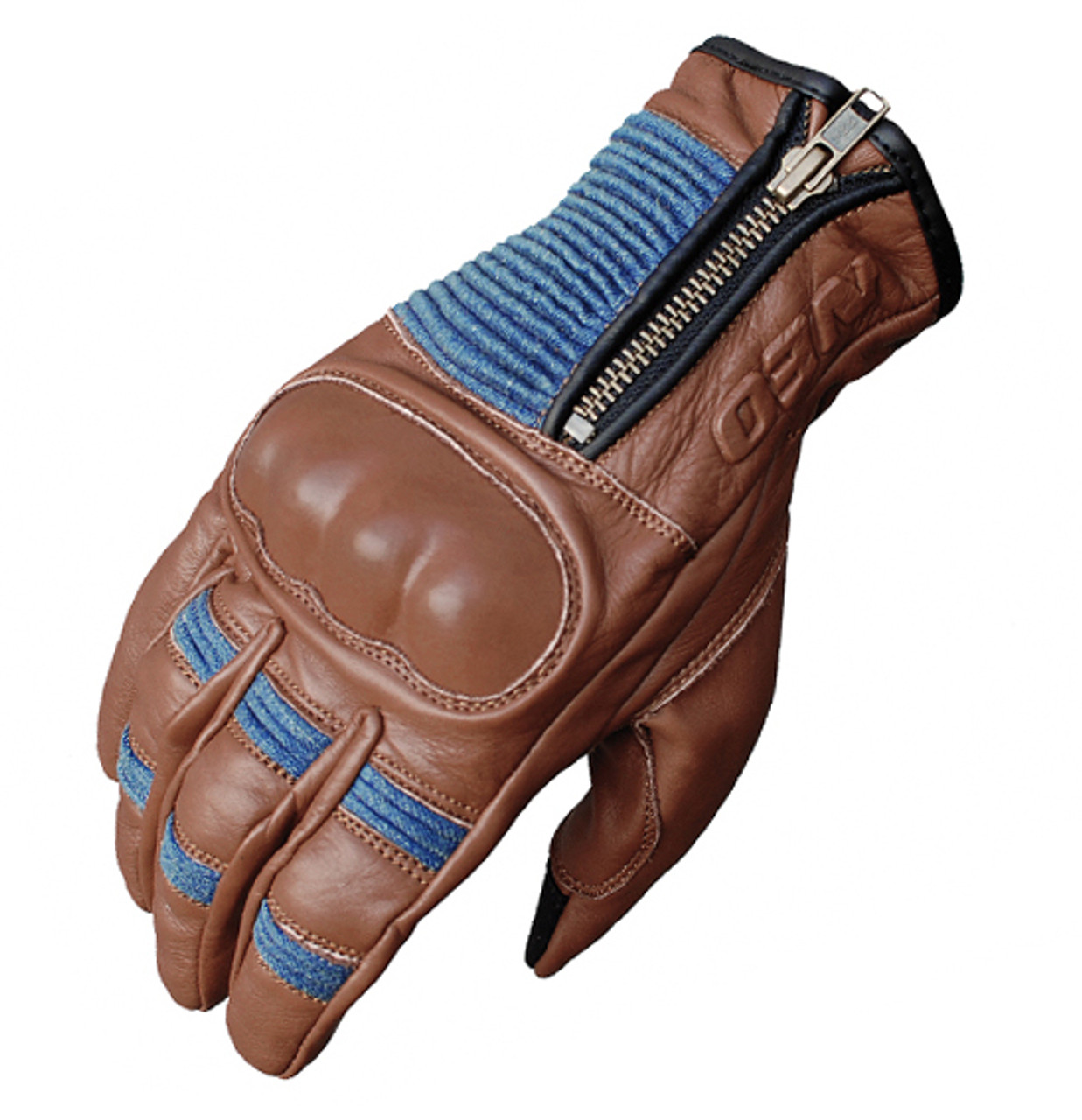 Valiant Motorcycle Glove - Leather Classic, Hard knuckle Armour - NEW, Vintage Brown