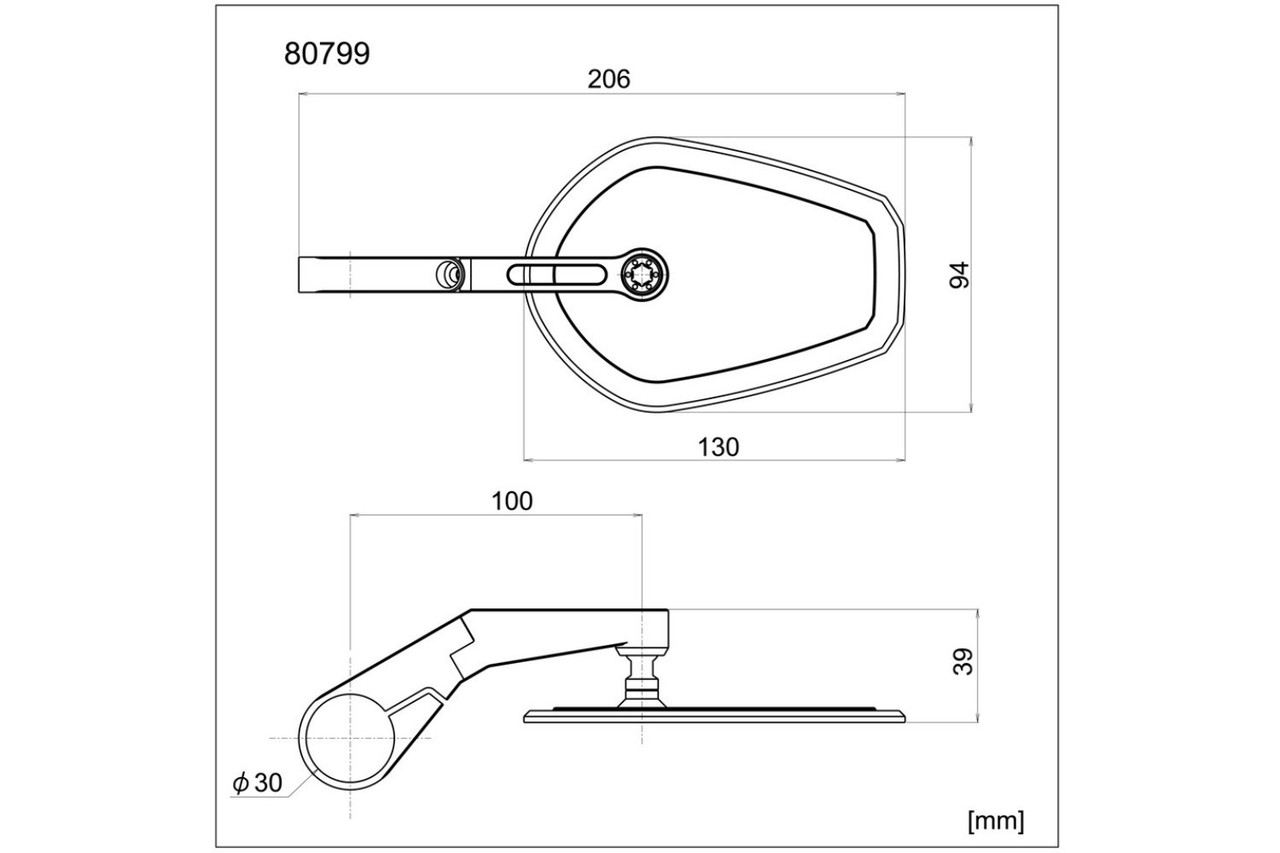 Daytona Motorcycle Aluminium "D-MIRROR-5" "D-MIRROR-15" ALUMINUM FLAT BAR END MIRROR BLACK