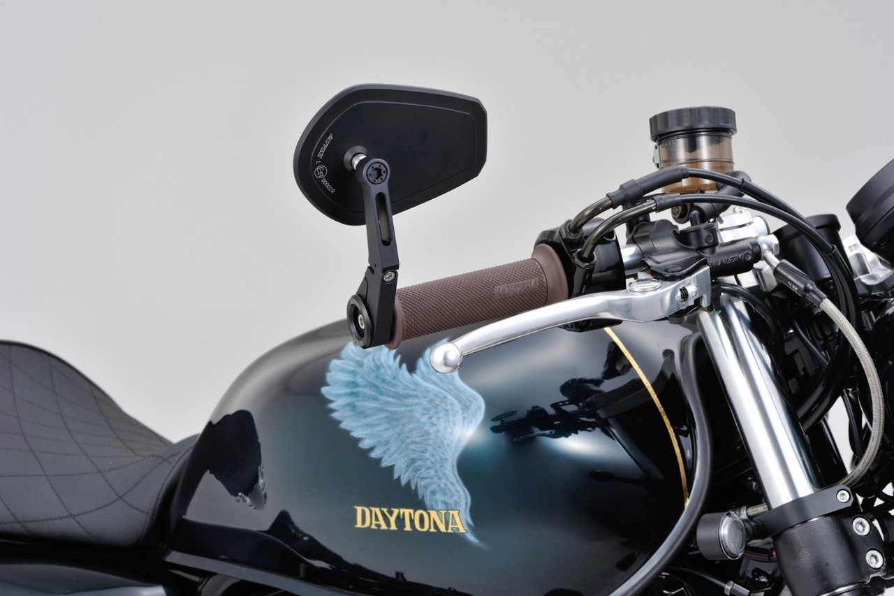 Daytona Motorcycle Aluminium "D-MIRROR-5" "D-MIRROR-15" ALUMINUM FLAT BAR END MIRROR BLACK