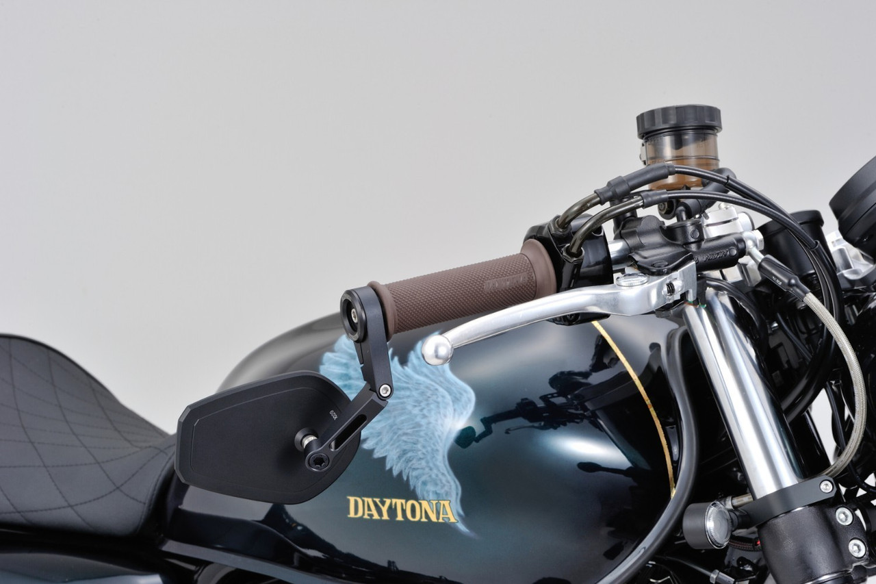 Daytona Motorcycle Aluminium "D-MIRROR-5" "D-MIRROR-15" ALUMINUM FLAT BAR END MIRROR BLACK